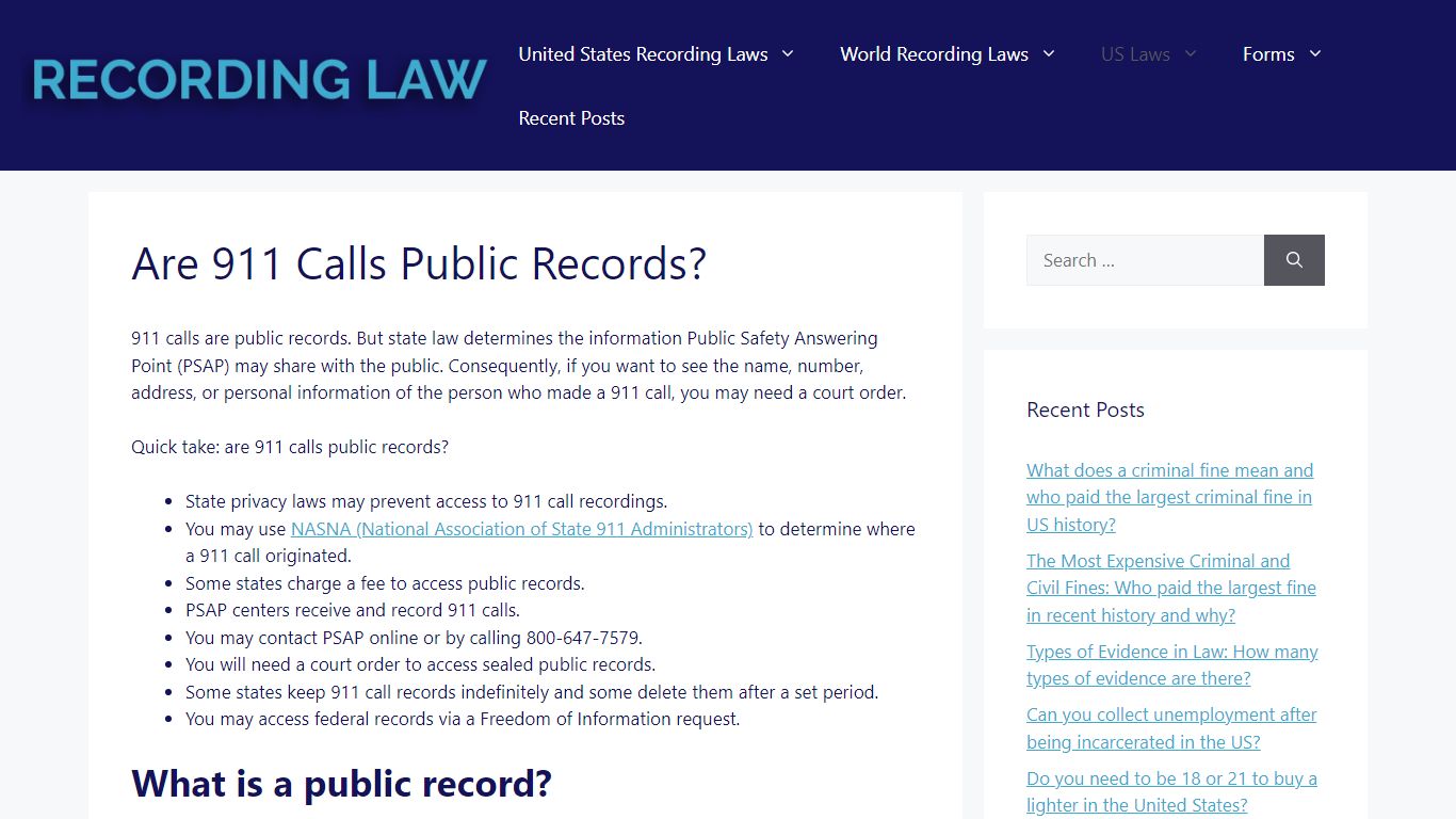 Are 911 Calls Public Records? - Recording Law