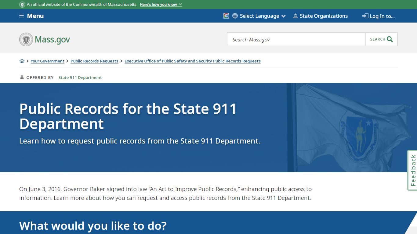 Public Records for the State 911 Department | Mass.gov