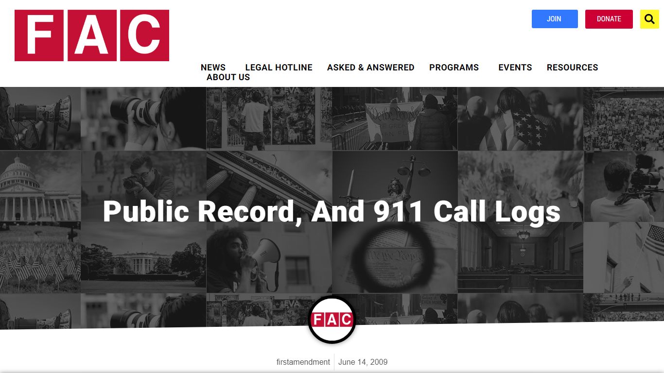 Public Record, and 911 Call Logs - FIRST AMENDMENT COALITION