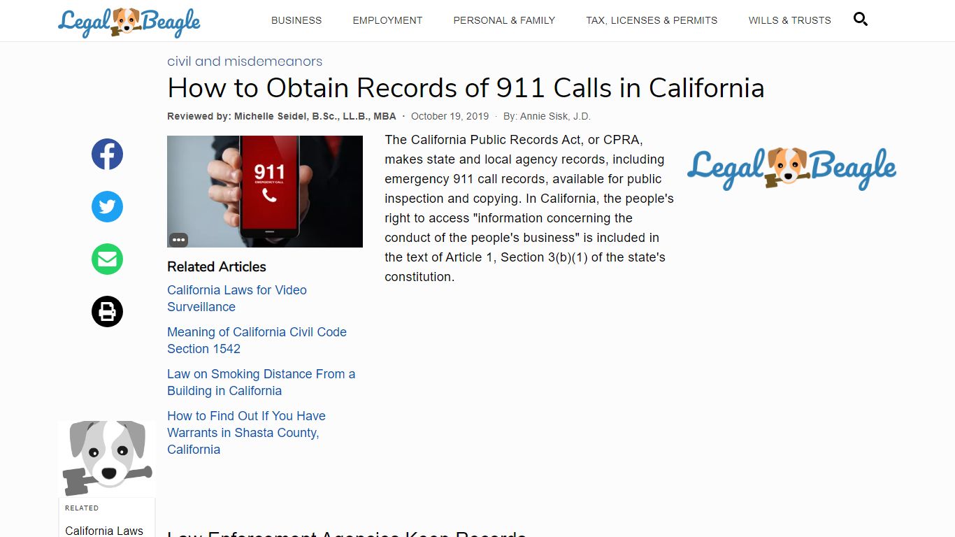How to Obtain Records of 911 Calls in California | Legal Beagle